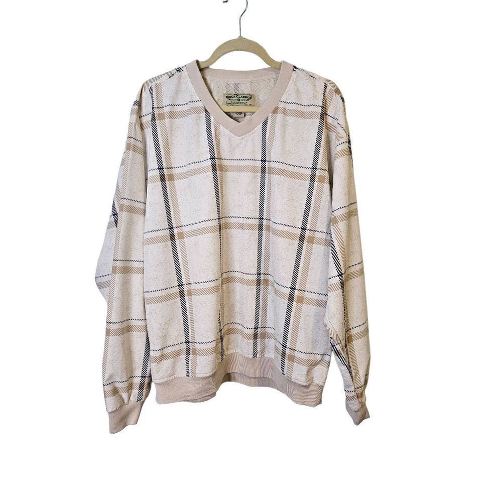 Boca Classic Club Golf white/tan shirt. Size L.